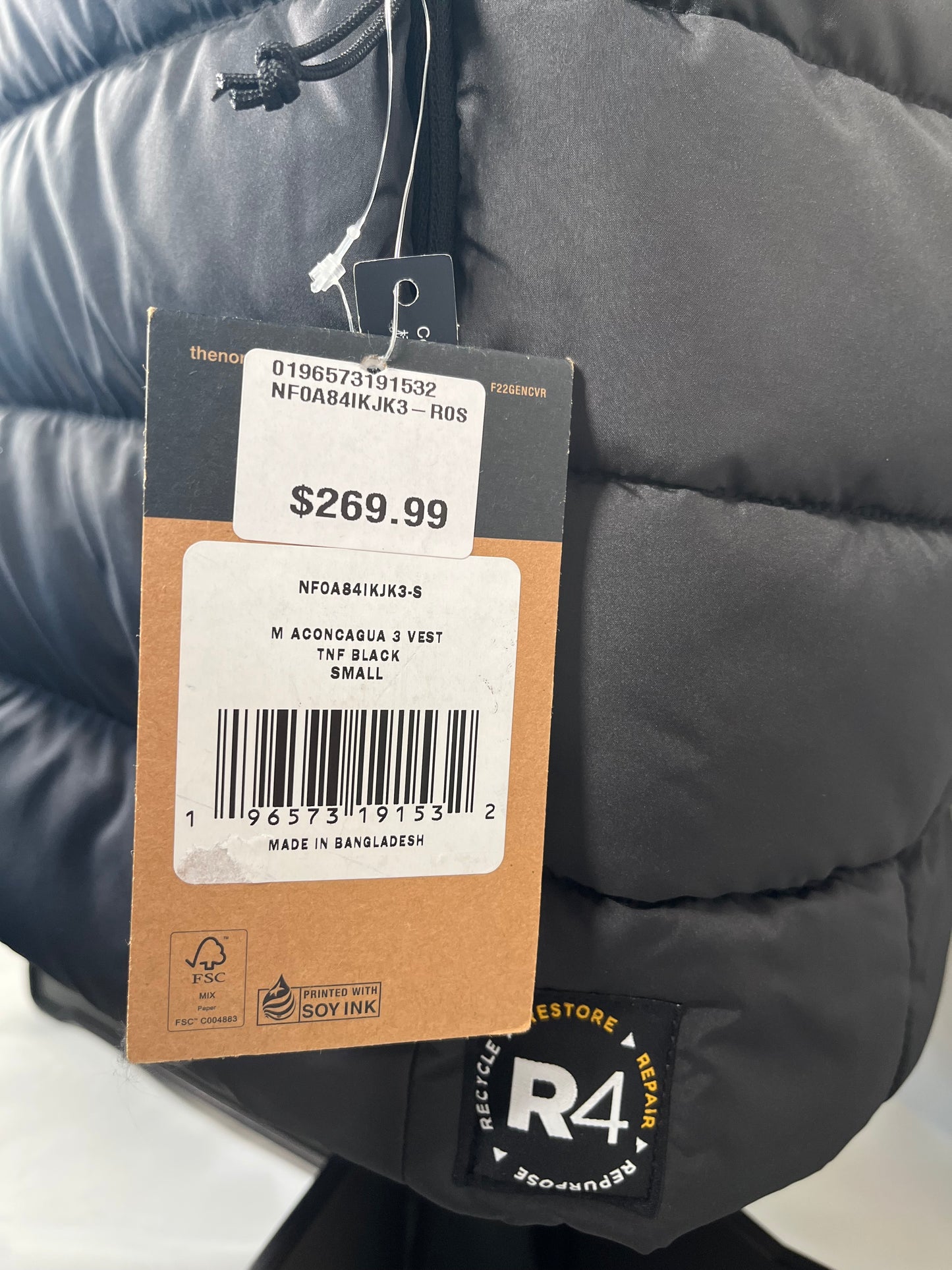 Mens TNF down vest, size S, $110, TNF0013