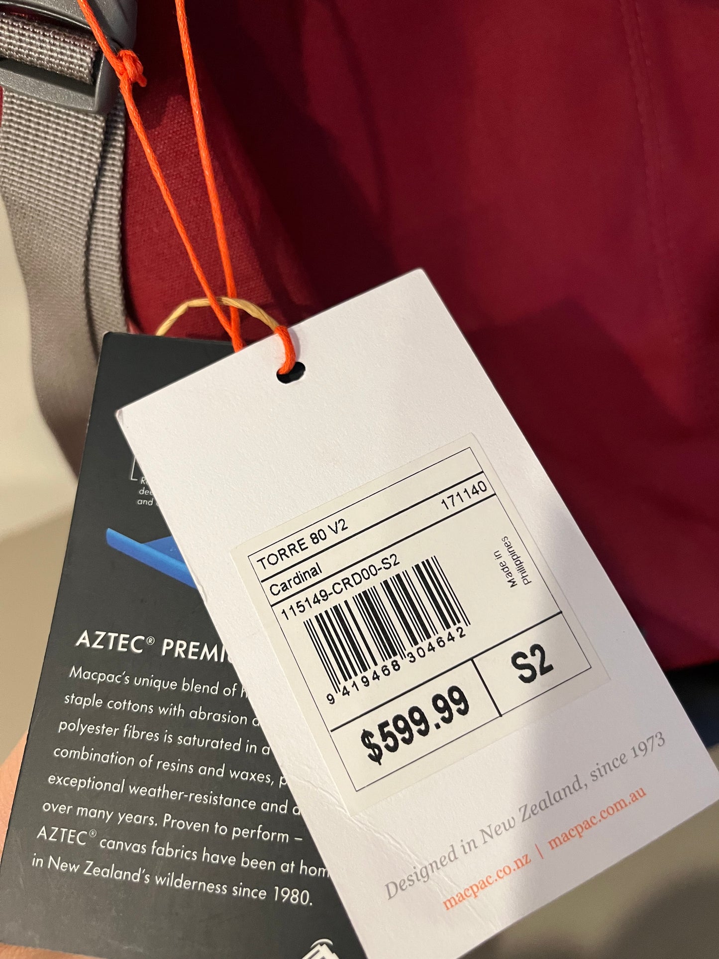 Macpac Torre 80 V2 pack, $350, MP12